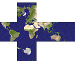 Кубическая карта мира с плюсами на плоскостях. Гномическая проекция